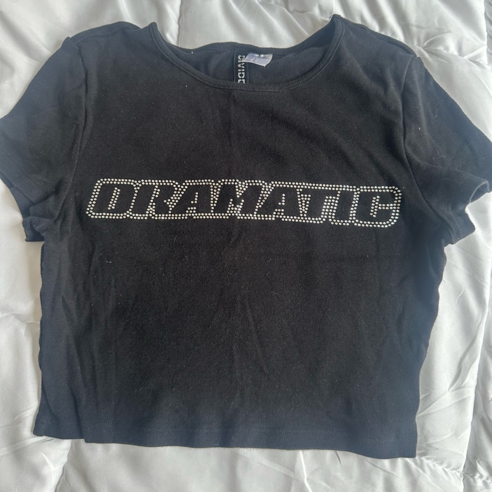 H&M Black Baby Tee with Dramatic Print